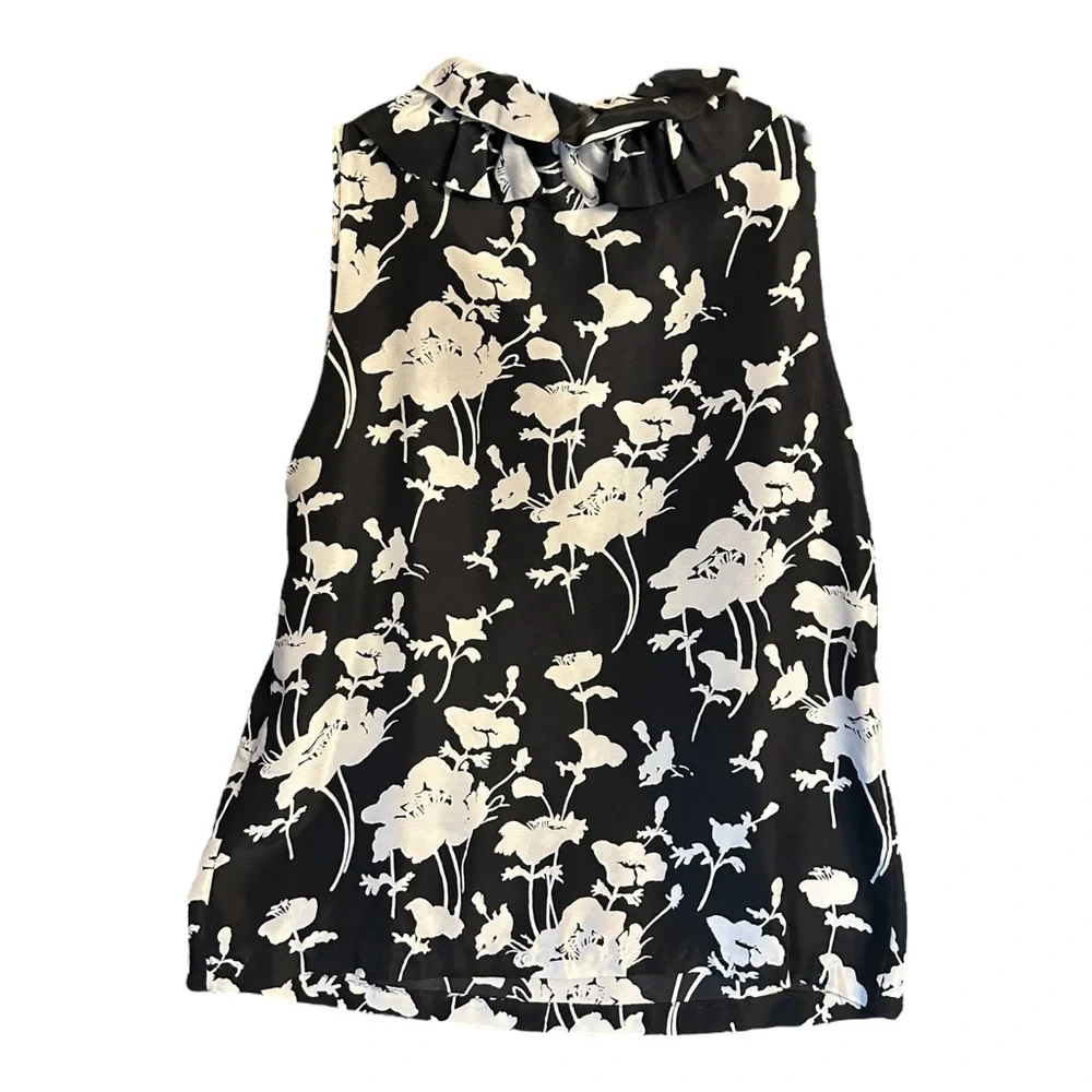 Kate Spade Black & White Silk Blouse Size 10